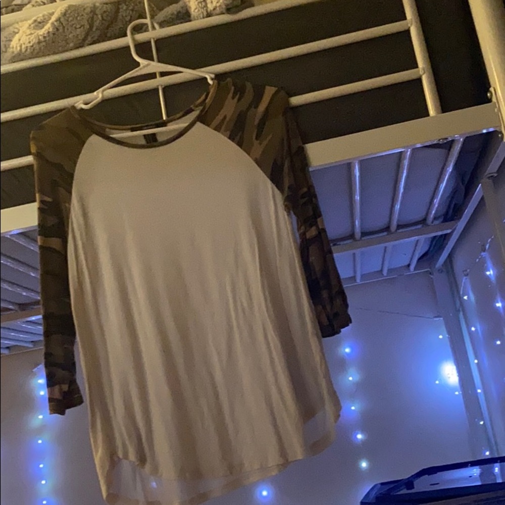 White and camouflage half sleeve shirt